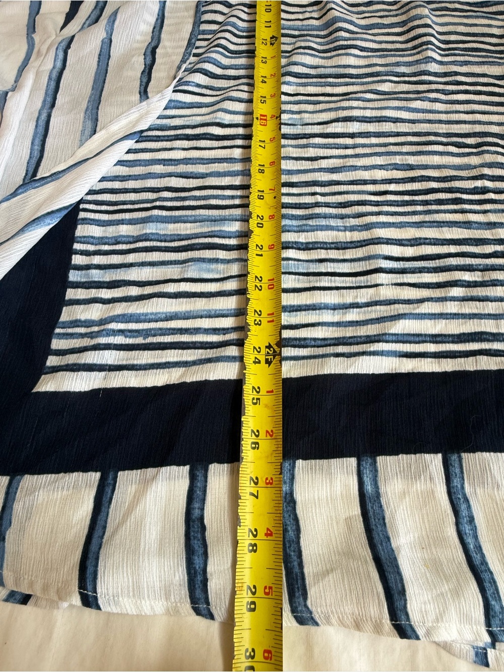 Susan Graver Blue & White Striped Printed Woven Scarf Poncho Top XL Coastal - Picture 10 of 11